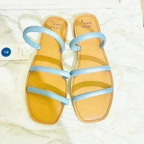 Women's Wren Triple Strap Sandals Blue - A New Day - size 7 - Picture 2 of 7